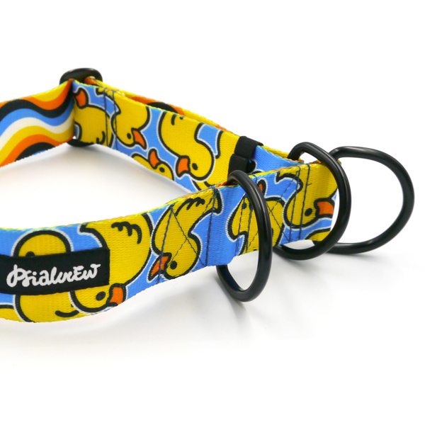 Half-choke collar Ducky Duck Psiakrew, 4 cm wide, medium and big dogs, black extras
