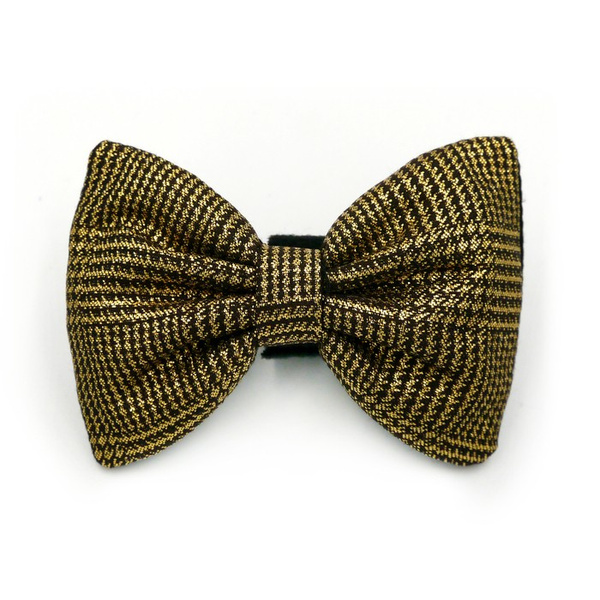 Shimmering gold and black bow tie for a dog; carnival New Year's Eve decorative bow Psiakrew