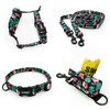 ACCESSORY KIT. Small dog. Tropical Monstera Psiakrew Series; Collar, Harness, Leash, Pouch