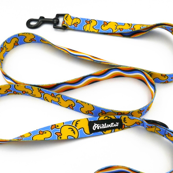 Dog Leash Ducky Duck width 2.5 cm, 1" wide, black snap hook 6 cm