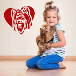 Naklejka na ścianę, auto Pies Yorkshire Terrier, Yorkie Love Psiakrew