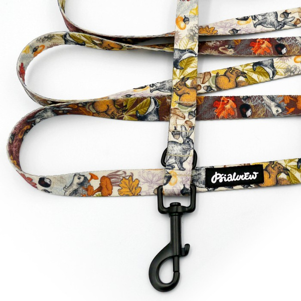 Hundeleine, lang, abnehmbar, verstellbar Forest Treasures Psiakrew, Breite 2 cm, Karabiner schwarz 7 cm