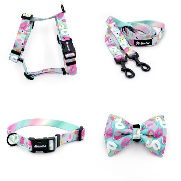 ACCESSORY KIT. Small dog. Azure Pool Psiakrew Series; Collar, Harness, Leash, Bow tie