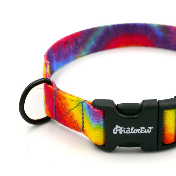 Verstellbares Hundehalsband Tie Dye Psiakrew, Breite 2 cm, kleiner Hund, schwarze Beschläge