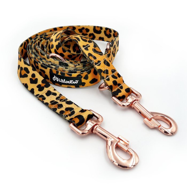 Dog Leash Tarzan width 2.5 cm, 1"  wide, pink gold, big snap hook 8 cm