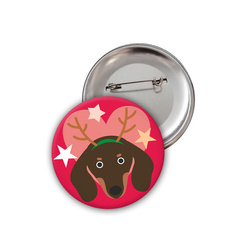 Hund Dackel Weihnachtsabzeichen Psiakrew Button Badzyk 25mm