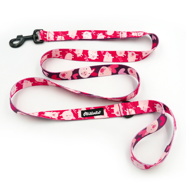 Hundeleine Piggy in Love Psiakrew Breite 2,5 cm, 1" breit, kräftiger schwarzer Karabiner 8cm