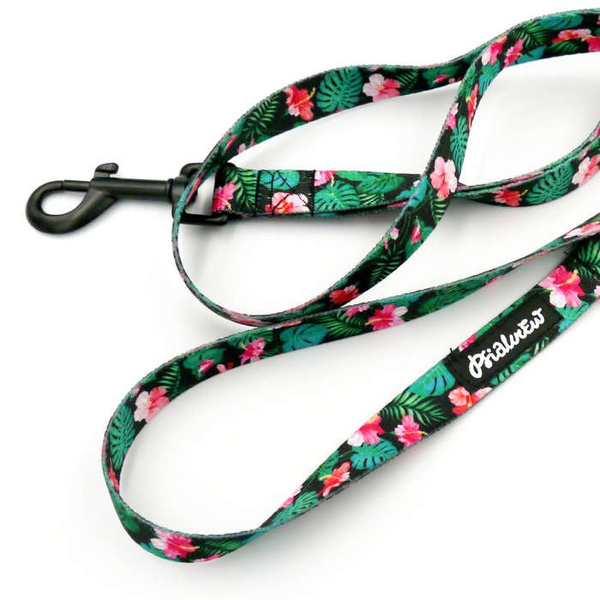 City-Leine für Dog Tropical Monstera, Breite 2 cm, schwarzer Karabiner 7 cm