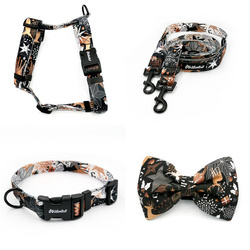 ZUBEHÖRSATZ. Mittlerer Hund. Deer Calls Psiakrew - Serie; Halsband, Geschirr, Leine, Fliege