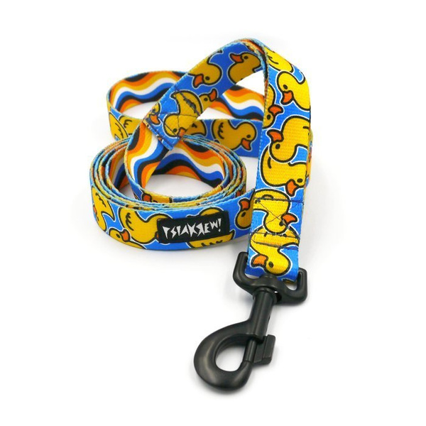 Dog Leash Ducky Duck width 2.5 cm, 1"  wide, big black snap hook 8 cm