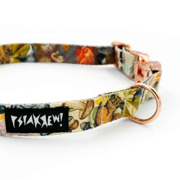 Dog Collar Psiakrew Forest Treasures, 2 cm 0.78"  wide, for smaller dogs, pink gold clip