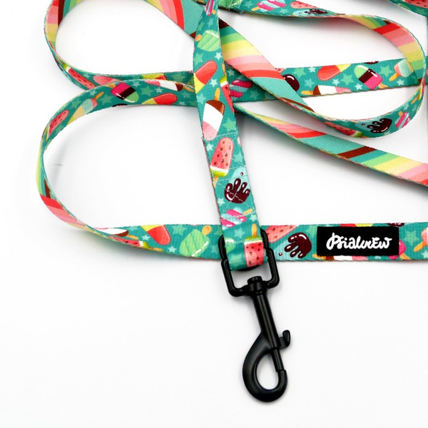 Hundeleine, lang, abnehmbar, verstellbar Ice Ice Baby Psiakrew, Breite 2 cm, Karabiner schwarz 7 cm