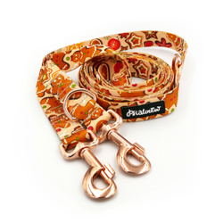 Lange verstellbare Hundeleine Zimt-Lebkuchen Psiakrew 2,5 cm, roségoldener 8-cm-Karabiner