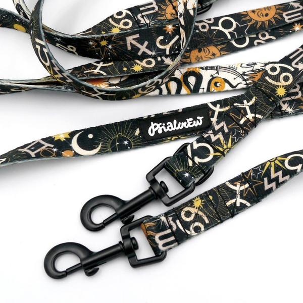 Hundeleine Zodiak Psiakrew Breite 2 cm, schwarzer Karabinerhaken 6 cm