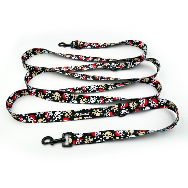Dog Leash Pirates width 2.5 cm, 1" wide, snap hook black 6cm