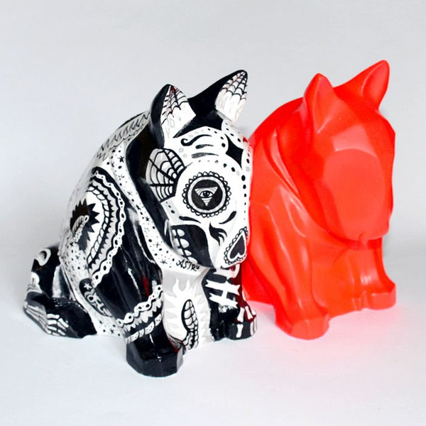Fluorescent Sculpture Bull Terrier Dog