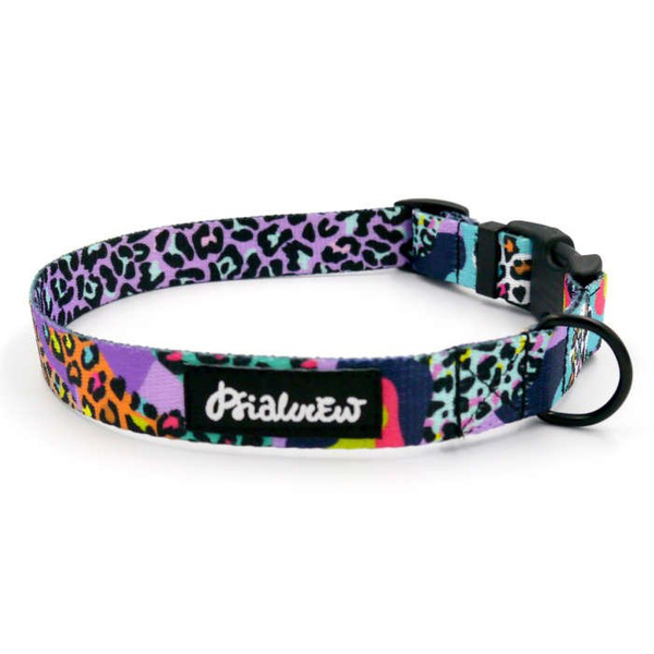 Dog Collar Psiakrew Crazy Leopard, 2 cm 0.78" wide, for smaller dogs black extras