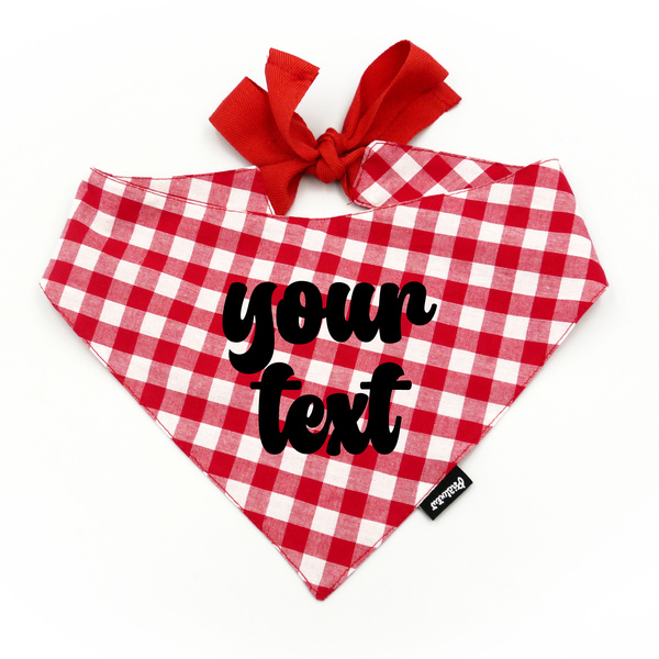Personalized Bandana with the name of the Dog Psiakrew in red and white checkered Vichy