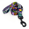Dog Leash Crazy Leopard width 2.5 cm, 1" wide, big black snap hook 8 cm
