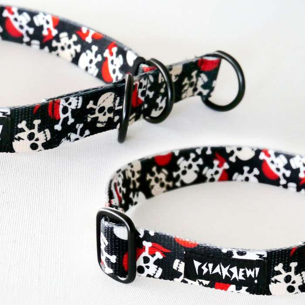 Half-choke collar Pirates, 2.5 cm wide, medium and big dogs, black extras