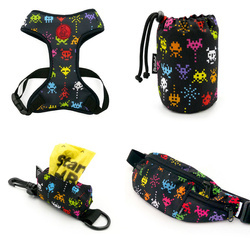 DOG ACCESSORY KIT. Psiakrew Invaders Series; Dog Harness, Sachet, Pouch, Hip Bag