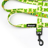 Long Dog Leash Green Frogs width 2 cm (0.78") wide, black snap hook