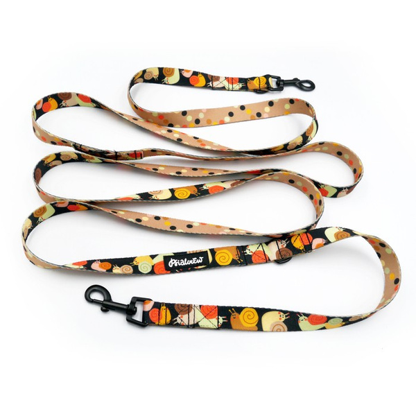 Long Dog Leash Snail Family Psiakrew width 2 cm (0.78"), black snap hook 6 cm