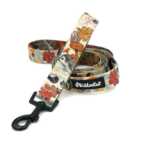 Dog Leash Forest Treasures width 2.5 cm, 1"  wide, black snap hook 6 cm