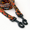 Dog Leash Dog On Fire width 2.5 cm, 1" wide, big black snap hook