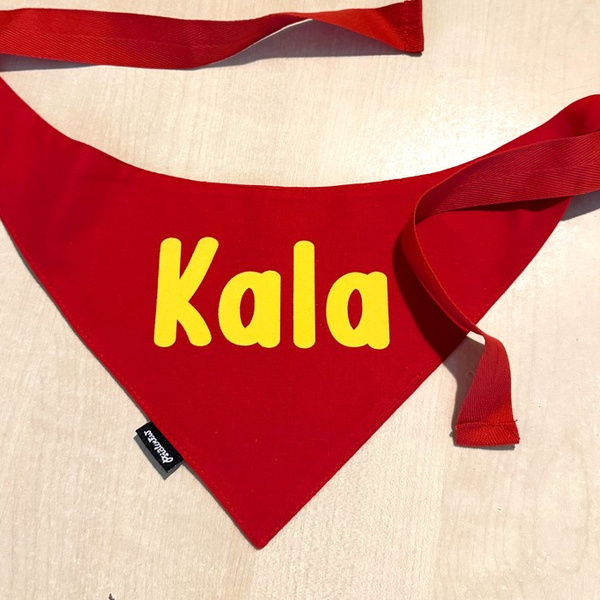 Bandana with the name of the Dog Psiakrew, personalized tied handkerchief, red bandana scarf