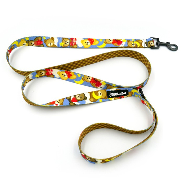 Dog Leash Teddy Bear Psiakrew width 2.5 cm, 1"  wide, black snap hook 6 cm