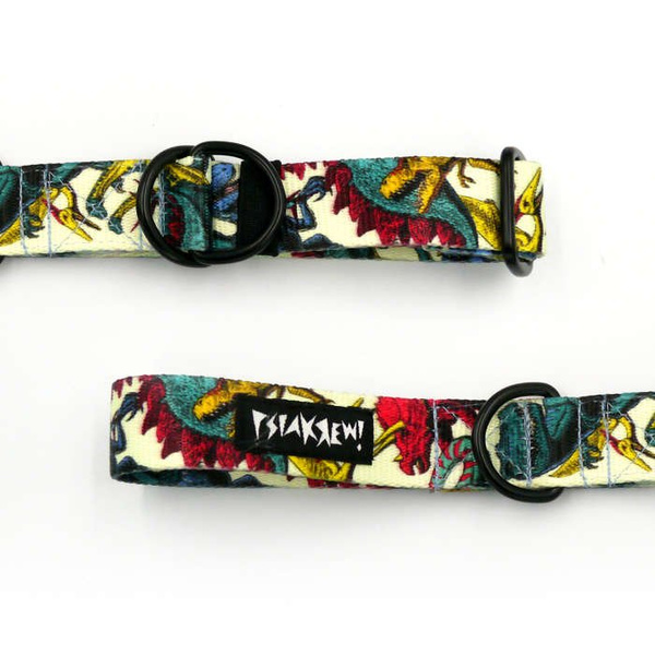 Half-choke collar Jurassic Bark, 2.5 cm wide, medium and big dogs, black extras