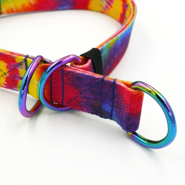 Halb-Klemmhalsband Tie Dye Psiakrew, 2,5 cm breit, für mittelgroße und größere Hunde, Holo-Beschläge
