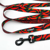 Dog Leash Red Hot Chili width 2.5 cm, 1" wide, black snap hook 8cm