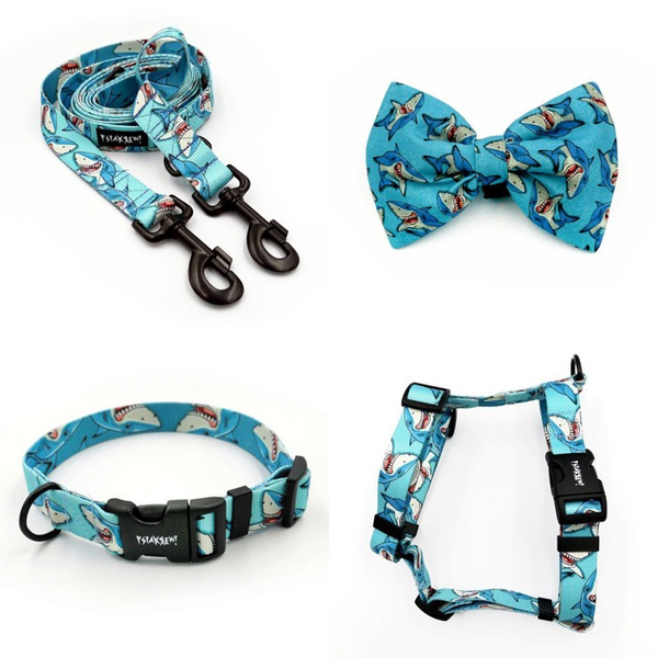 ACCESSORY KIT. Big dog. Psiakrew Sharks Series; Collar, Harness, Leash, Bow Tie