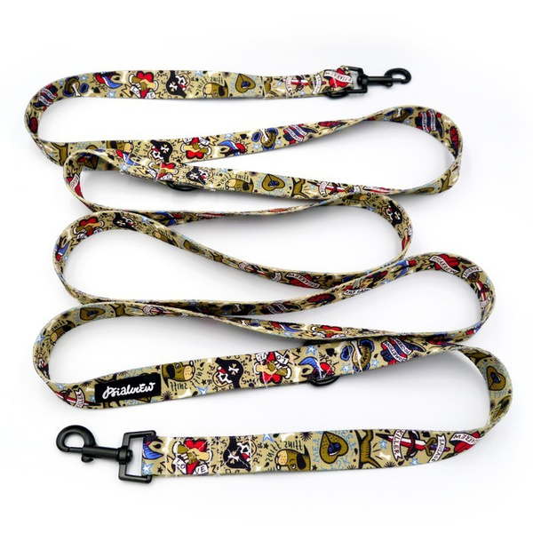 Hundeleine Dog Tattoo Flash Psiakrew, Breite 2,5 cm, Karabiner 6 cm schwarz