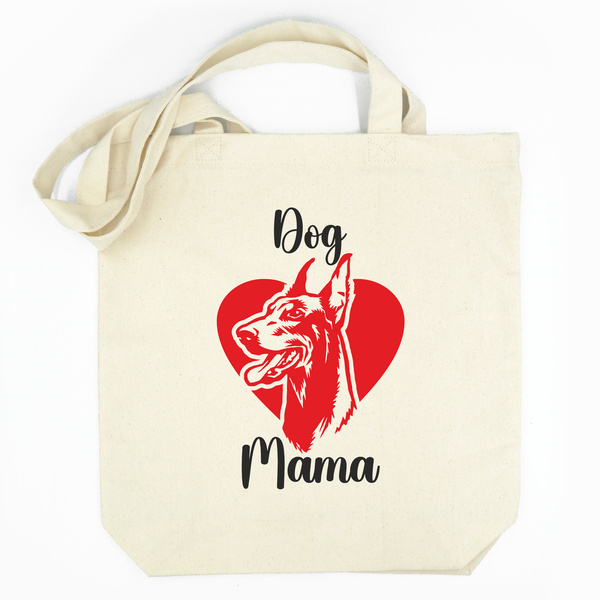 Personalized Cotton Tote Bag Psiakrew Dobermann Dog + Custom Text