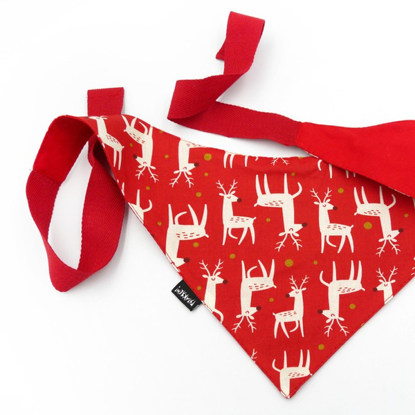 Premium Dog Bandana Rudolphs handkerchief style to tie around your pet’s neck
