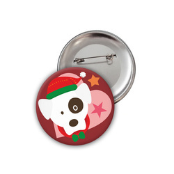 Hund Boxer Weihnachtsabzeichen Psiakrew Button Badzyk 25mm