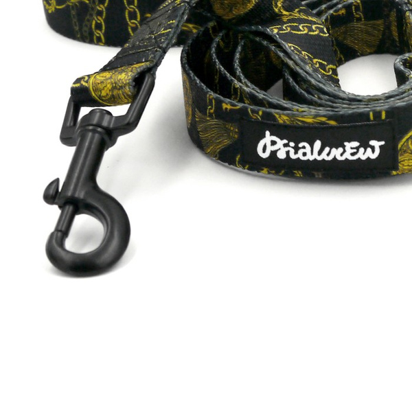 Smycz spacerowa miejska dla Psa Donatella Psiakrew szerokość 2 cm czarny karabińczyk 6 cm