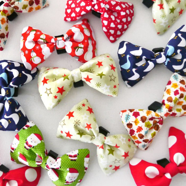 Beżowa Muszka dla psa, kokarda w kolorowe listki, mucha, ozdoba do obroży