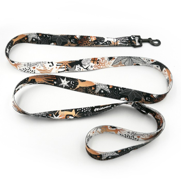 Hundeleine Deer Calls Psiakrew Breite 2,5 cm, 1" breit, schwarzer Karabinerhaken 6 cm