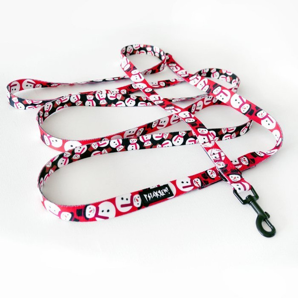 Dog Leash Snowman width 2 cm wide, black small snap hook 6 cm