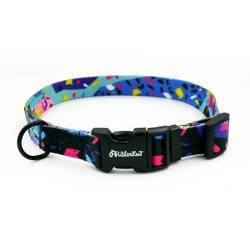 Dog Collar Psiakrew Terrazzo, 2 cm 0.78"  wide, for smaller dogs black extras