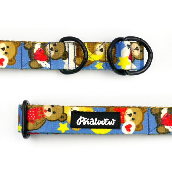 Halb-Klemmhalsband Teddy Bear Psiakrew, 2,5 cm breit, für mittelgroße und größere Hunde, Schwarz-Beschläge