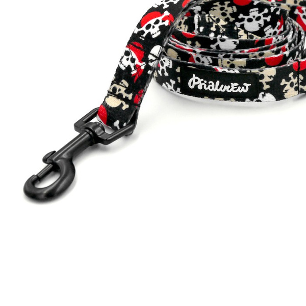 Walking leash for Dog Pirates Psiakrew, width 2 cm, black snap hook 6 cm