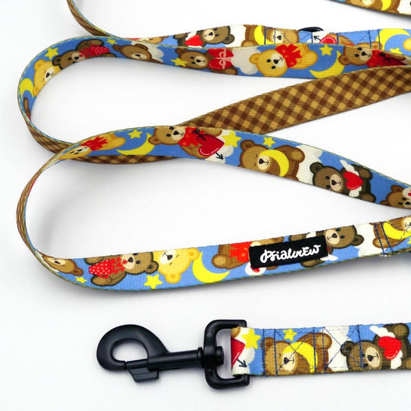 Dog Leash Teddy Bear Psiakrew snap hook black 8cm