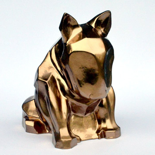 Golden Bullterrier-Hundeskulptur Bling Bling!
