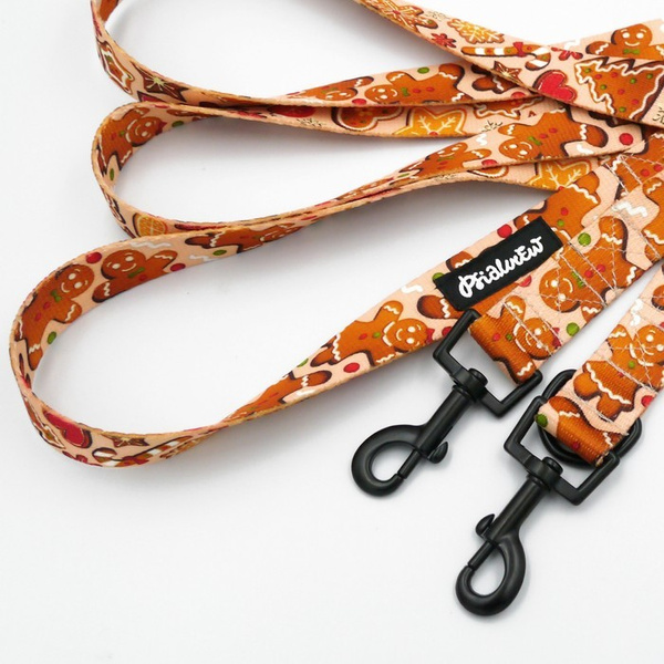 Hundeleine Zimt-Lebkuchen Psiakrew, Breite 2,5 cm, Karabiner 6 cm schwarz