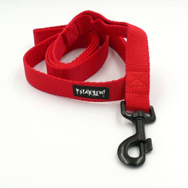 Dog Leash Red width 2.5 cm, 1"  wide, big black snap hook 8 cm